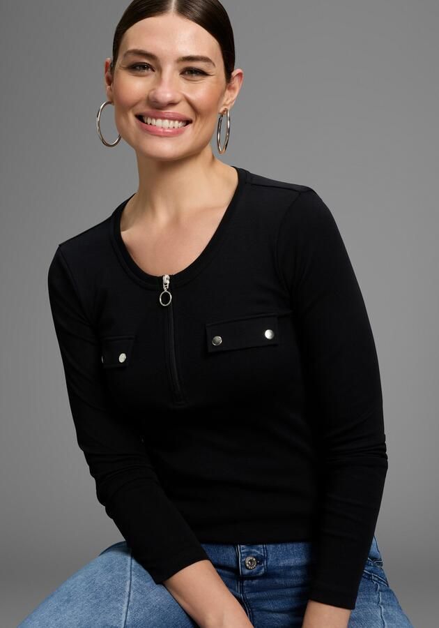 Bruno Banani Longsleeve met rits in de hals nieuwe collectie - Foto 5