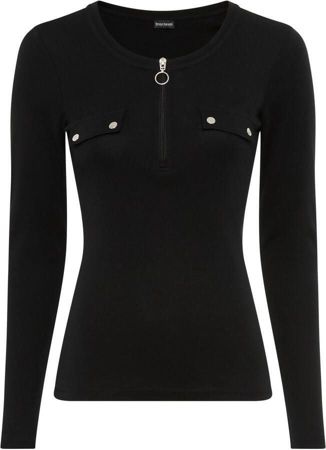 Bruno Banani Longsleeve met rits in de hals nieuwe collectie