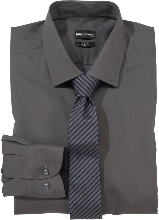 Bruno Banani Overhemd met lange mouwen Slim fit Vormvast door aandeel elastaan