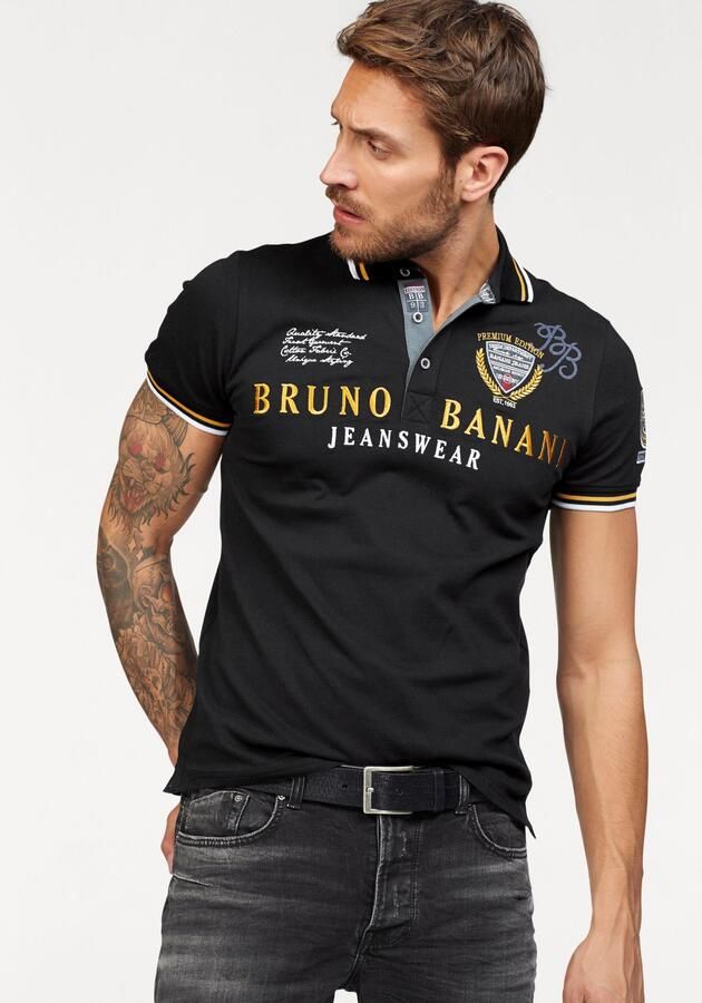 Bruno Banani Poloshirt lichaamsnauwkeurige pasvorm met borduursels en badges polokraag - Foto 7