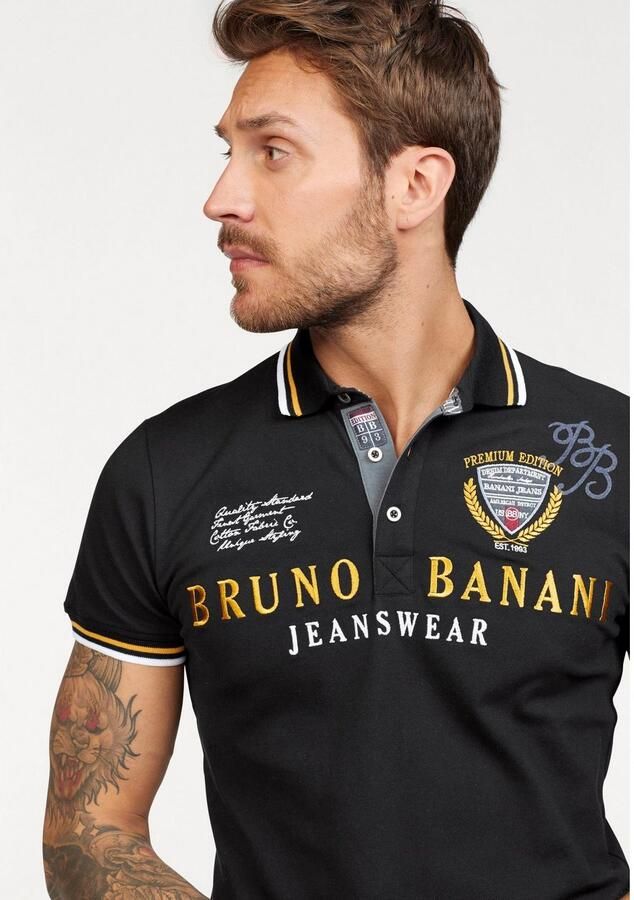 Bruno Banani Poloshirt lichaamsnauwkeurige pasvorm met borduursels en badges polokraag - Foto 3