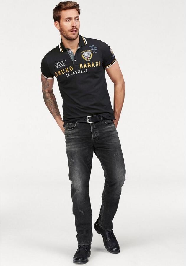 Bruno Banani Poloshirt lichaamsnauwkeurige pasvorm met borduursels en badges polokraag - Foto 5