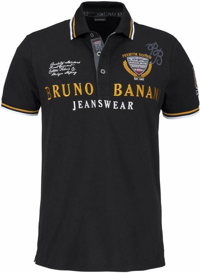 Bruno Banani Poloshirt lichaamsnauwkeurige pasvorm met borduursels en badges polokraag