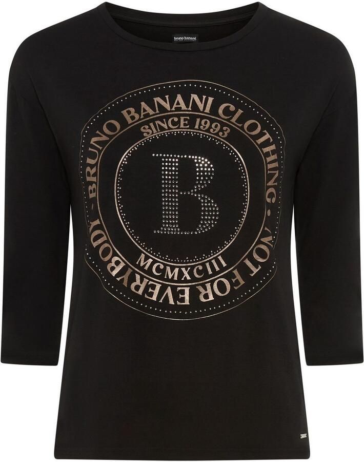 Bruno Banani Shirt met 3 4 mouwen met foil-print en glinstersteentjes nieuwe collectie