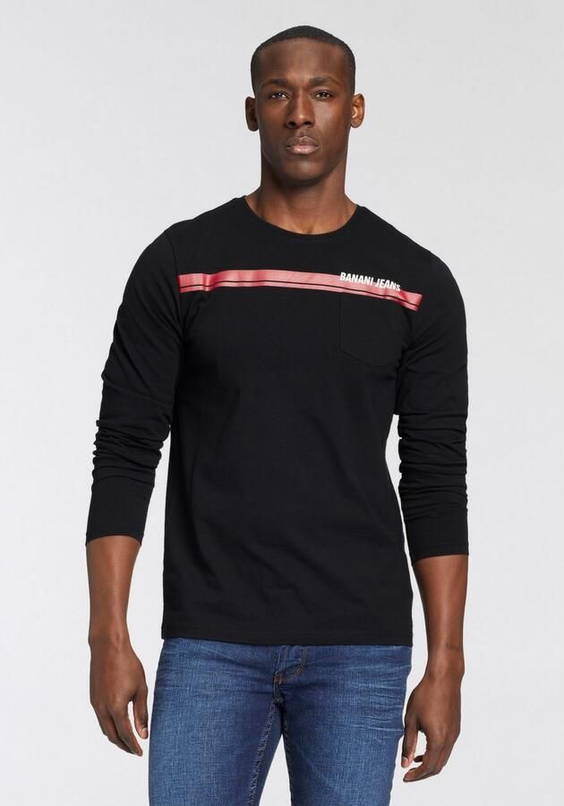 Bruno Banani Shirt met lange mouwen Met borstzak en frontprint - Foto 4