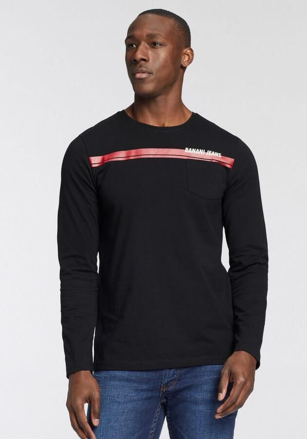 Bruno Banani Shirt met lange mouwen Met borstzak en frontprint - Foto 5