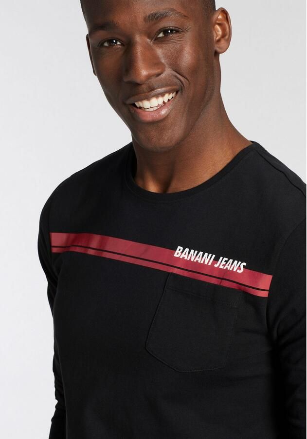 Bruno Banani Shirt met lange mouwen Met borstzak en frontprint - Foto 3