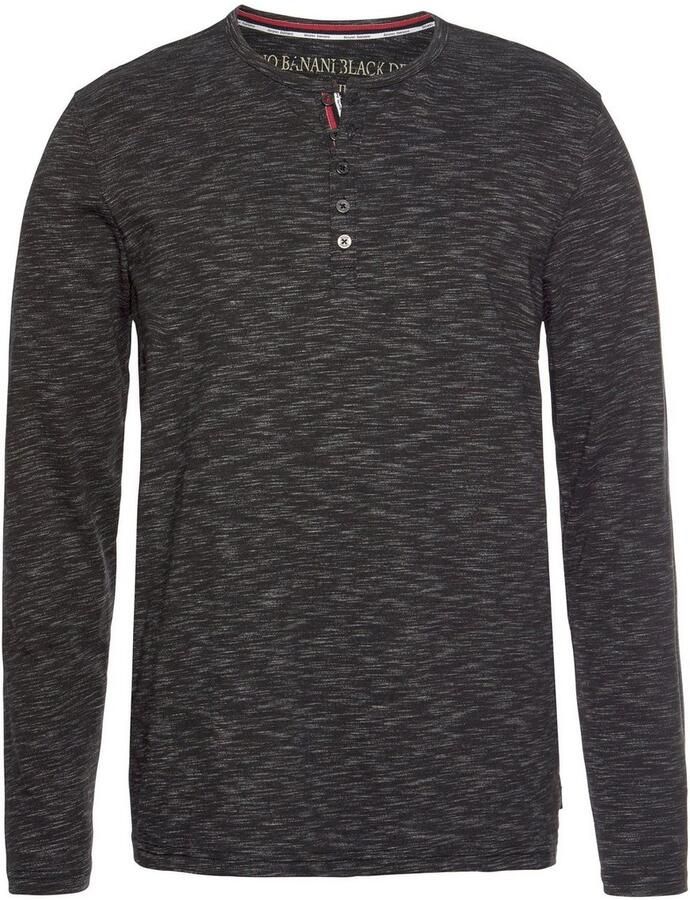 Bruno Banani Shirt met lange mouwen smalle pasvorm gemêleerde look en print