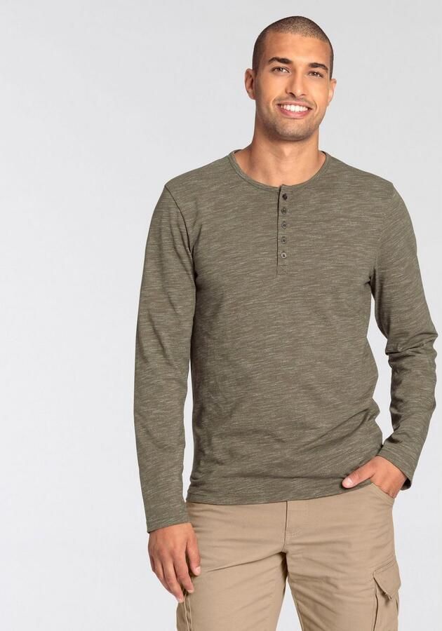 Bruno Banani Shirt met lange mouwen smalle pasvorm gemêleerde look en print - Foto 5