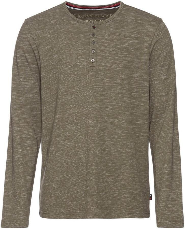 Bruno Banani Shirt met lange mouwen smalle pasvorm gemêleerde look en print