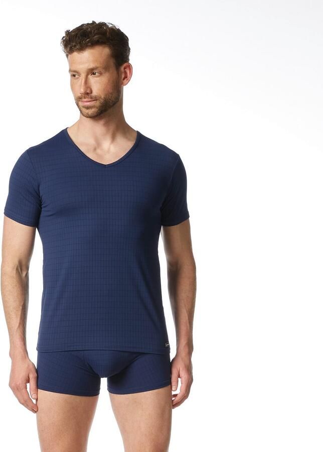 Bruno Banani Shirt met V-hals CHECK LINE 2.0 Pique optiek korte mouw V-hals katoen-mix - Foto 3