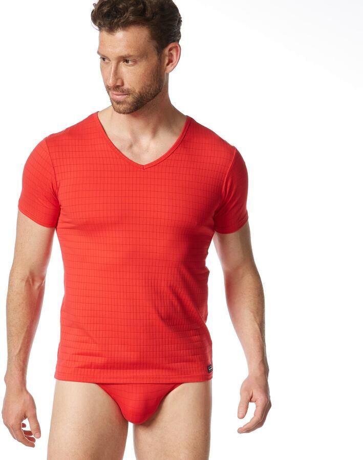 Bruno Banani Shirt met V-hals CHECK LINE 2.0 Pique optiek korte mouw V-hals katoen-mix - Foto 5