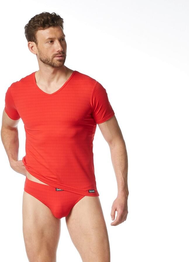 Bruno Banani Shirt met V-hals CHECK LINE 2.0 Pique optiek korte mouw V-hals katoen-mix - Foto 3