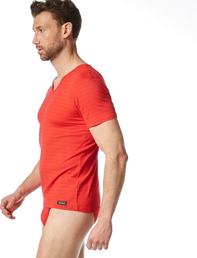 Bruno Banani Shirt met V-hals CHECK LINE 2.0 Pique optiek korte mouw V-hals katoen-mix - Foto 2