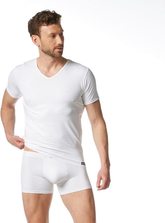 Bruno Banani Shirt met V-hals CHECK LINE 2.0 Pique optiek korte mouw V-hals katoen-mix - Foto 3