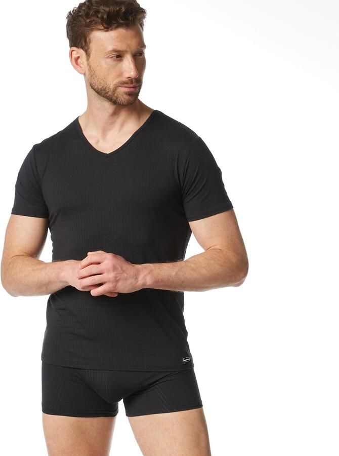 Bruno Banani Shirt met V-hals CHECK LINE 2.0 Pique optiek korte mouw V-hals katoen-mix - Foto 5