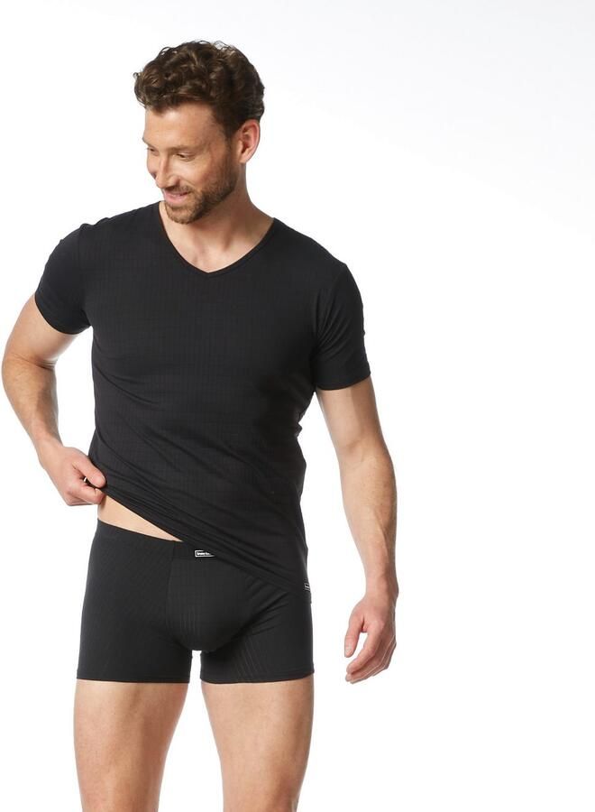 Bruno Banani Shirt met V-hals CHECK LINE 2.0 Pique optiek korte mouw V-hals katoen-mix - Foto 3