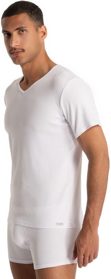 Bruno Banani Shirt met V-hals Fine Rib Fijnrib korte mouw V-hals katoen-mix - Foto 6