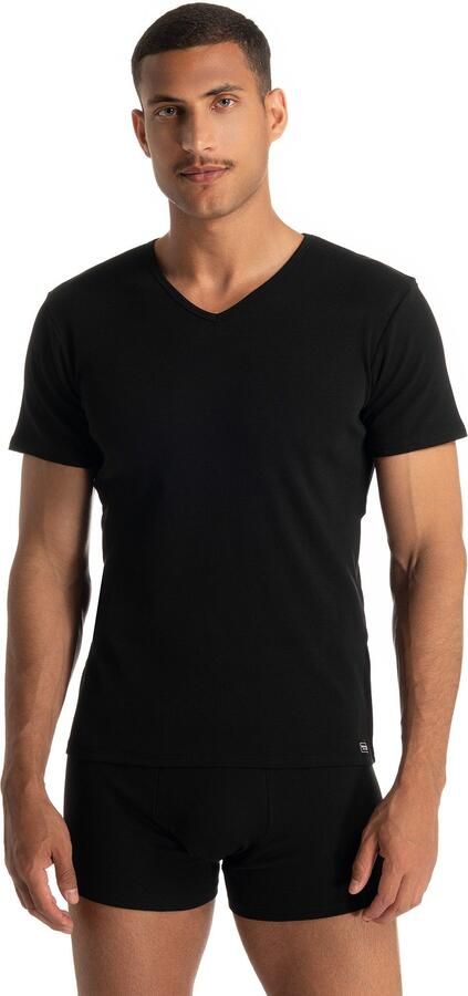 Bruno Banani Shirt met V-hals Fine Rib Fijnrib korte mouw V-hals katoen-mix - Foto 3