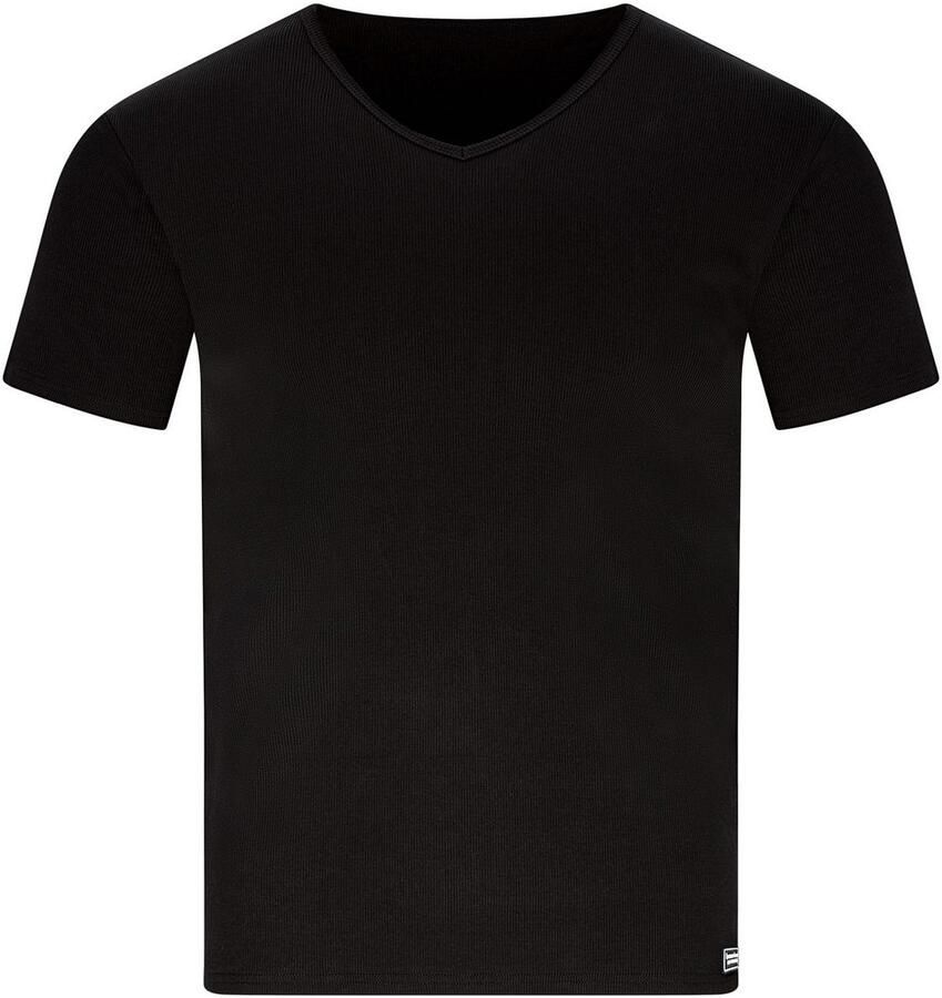 Bruno Banani Shirt met V-hals Fine Rib Fijnrib korte mouw V-hals katoen-mix - Foto 2