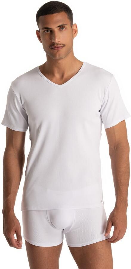 Bruno Banani Shirt met V-hals Fine Rib Fijnrib korte mouw V-hals katoen-mix - Foto 3