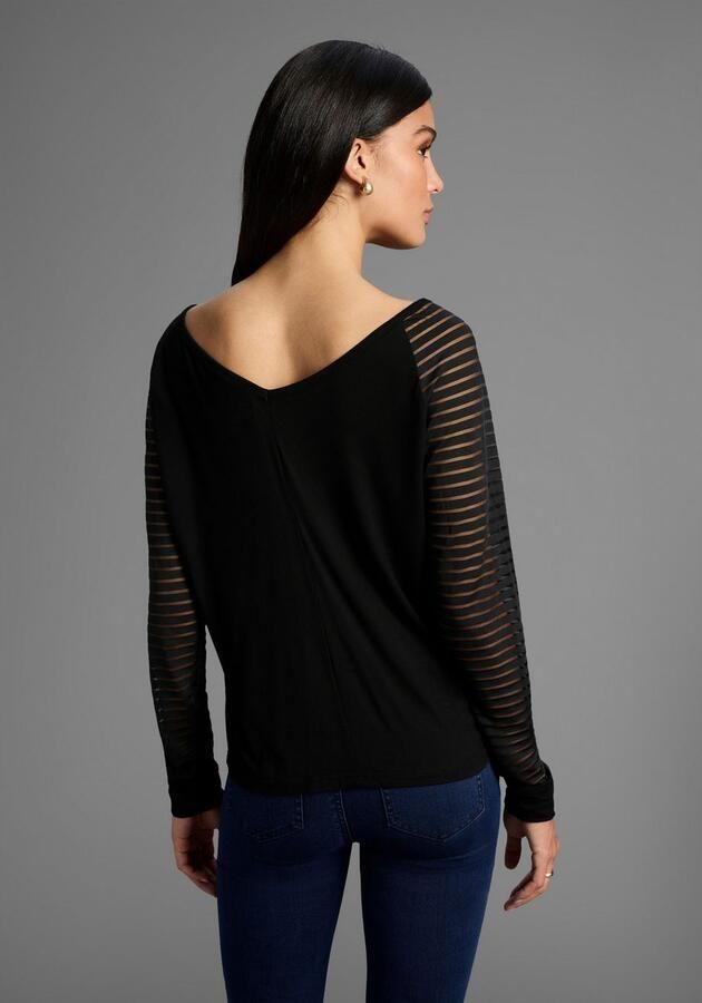 Bruno Banani Shirt met V-hals met mesh-strepen in de mouw nieuwe collectie - Foto 7