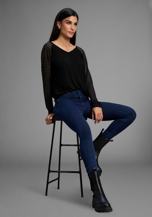 Bruno Banani Shirt met V-hals met mesh-strepen in de mouw nieuwe collectie - Foto 2