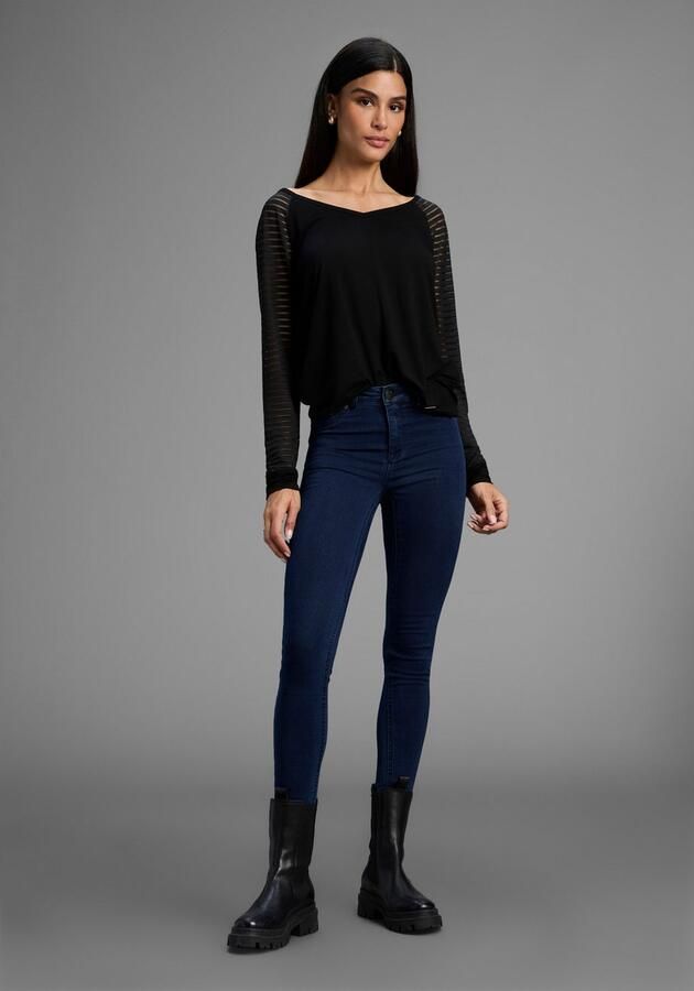 Bruno Banani Shirt met V-hals met mesh-strepen in de mouw nieuwe collectie - Foto 3