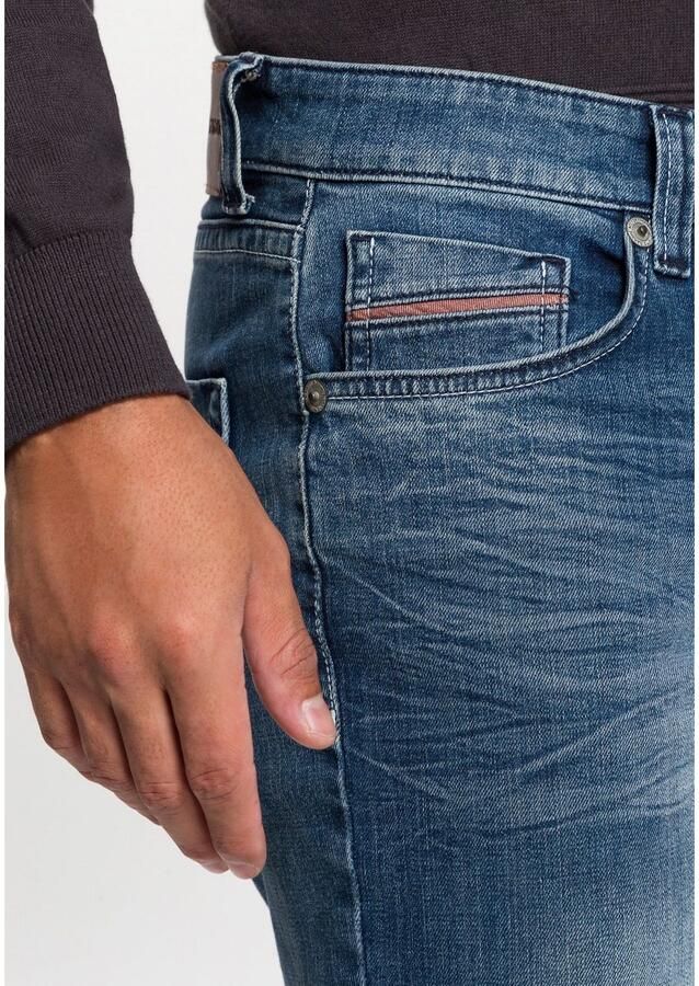 Bruno Banani Straight jeans Dylan rechte pasvorm used-wassing lage taille