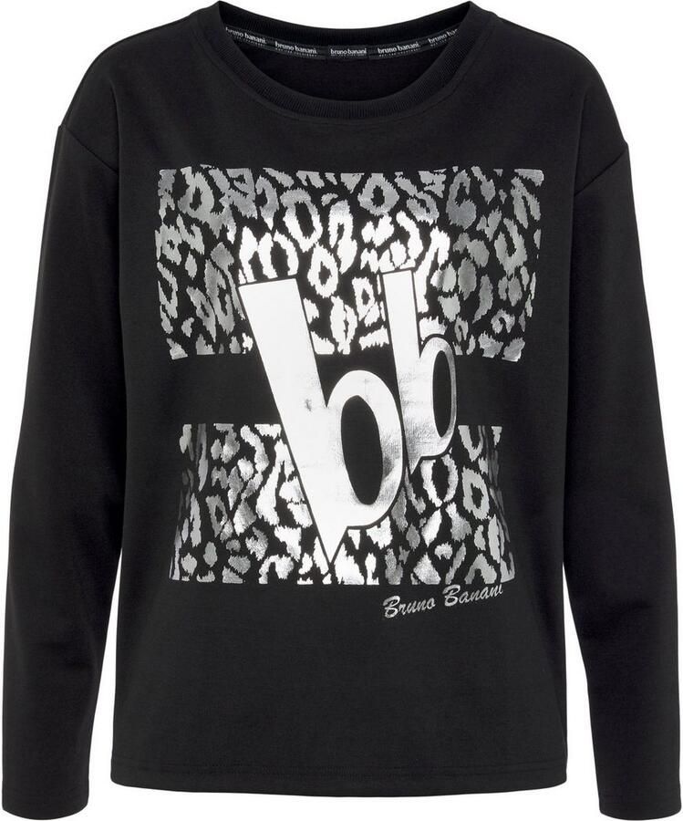 Bruno Banani Sweatshirt zilverkleurige leo-print nieuwe collectie