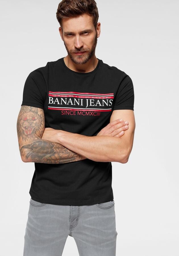 Bruno Banani T-shirt korte mouwen smal gesneden bedrukt ronde hals - Foto 5