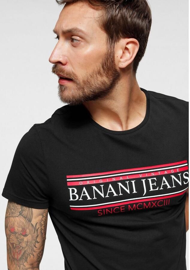 Bruno Banani T-shirt korte mouwen smal gesneden bedrukt ronde hals - Foto 3