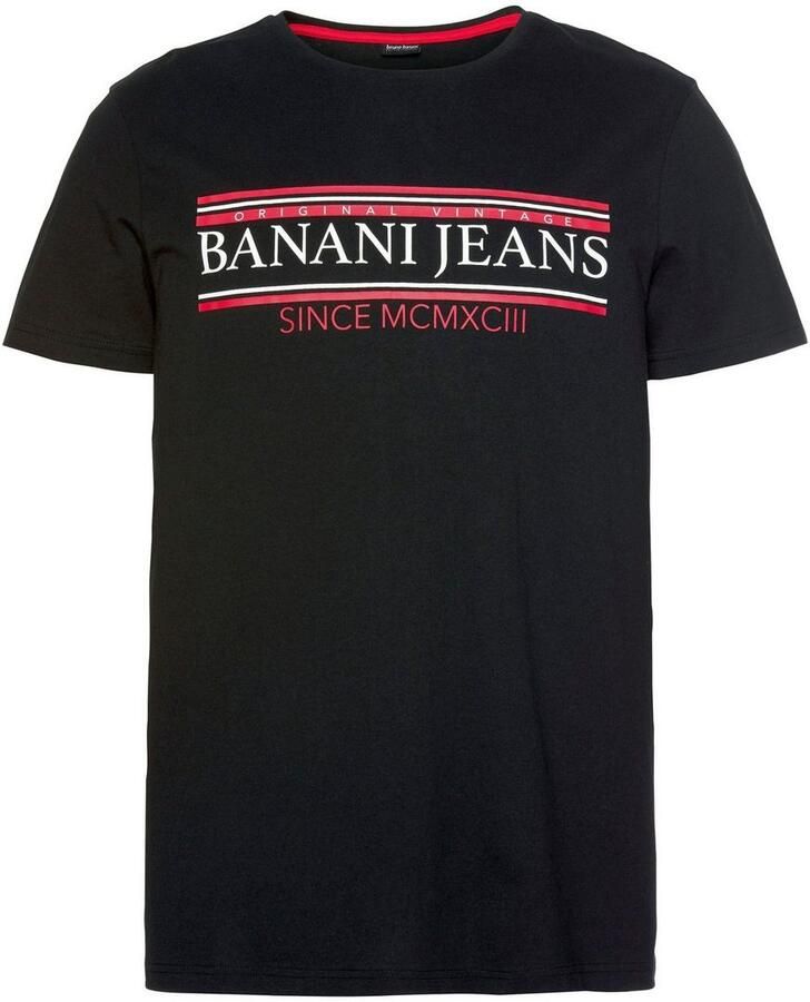 Bruno Banani T-shirt korte mouwen smal gesneden bedrukt ronde hals