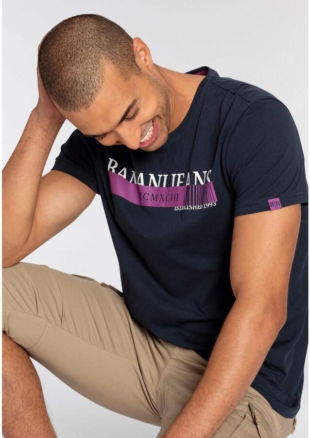 Bruno Banani T-shirt korte mouwen smalle pasvorm bedrukt ronde hals - Foto 4