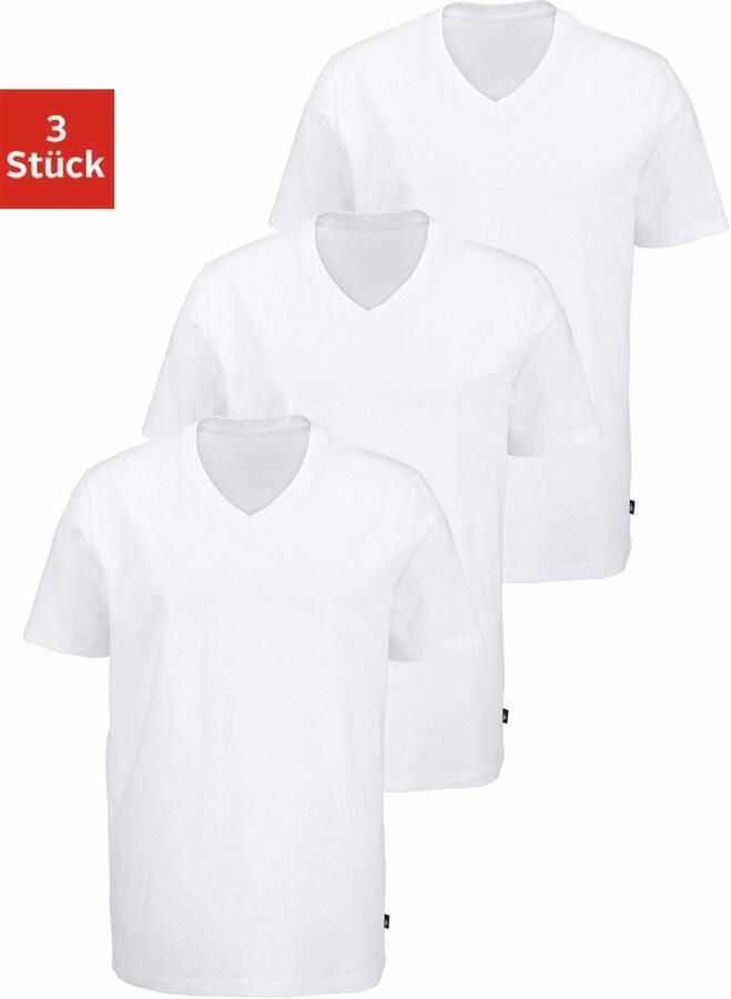 Bruno Banani T-shirt met v-hals perfecte pasvorm van elastisch katoen (3-delig Set van 3) - Foto 5