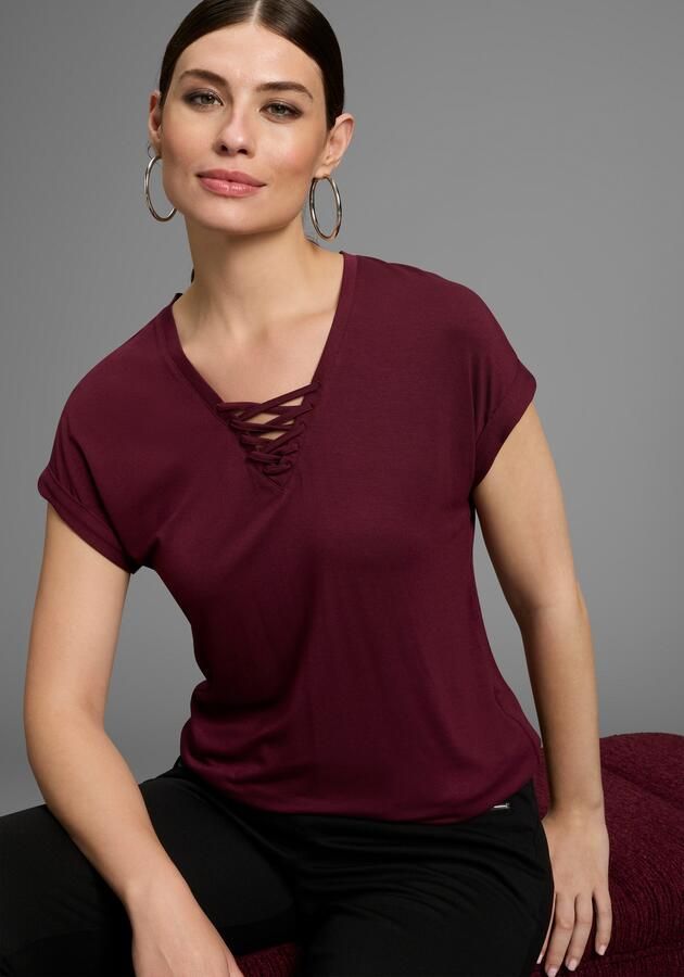 Bruno Banani T-shirt met veters op de halslijn nieuwe collectie - Foto 6