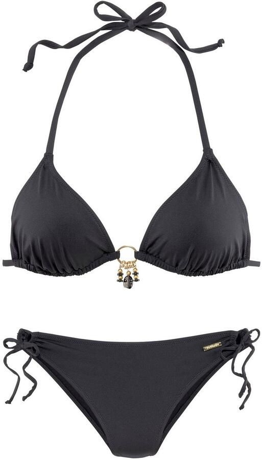 Bruno Banani Triangelbikini met goudkleurig zwarte accessoires