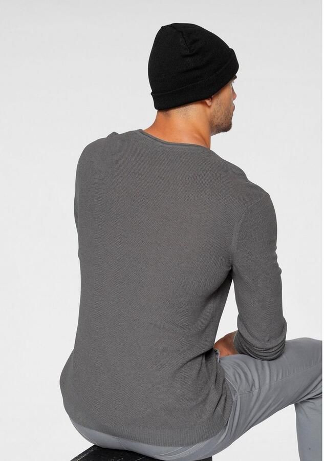 Bruno Banani Trui met ronde hals in modieuze tricot-look - Foto 4