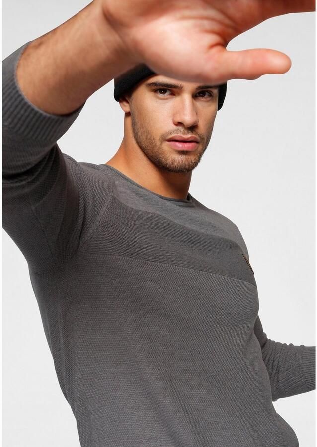 Bruno Banani Trui met ronde hals in modieuze tricot-look - Foto 2