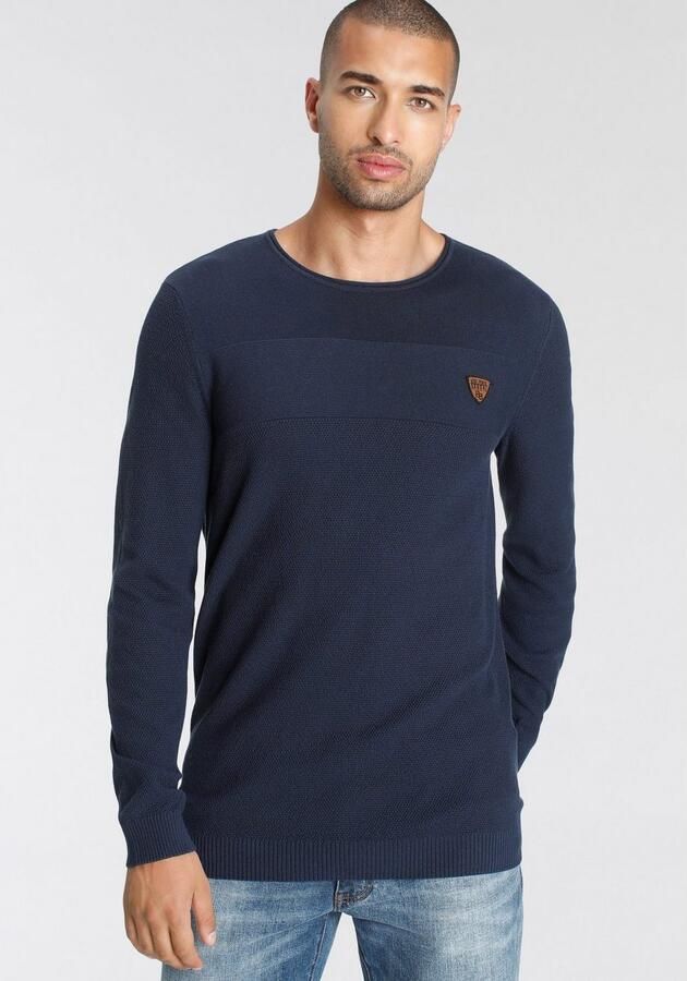 Bruno Banani Trui met ronde hals in modieuze tricot-look - Foto 3