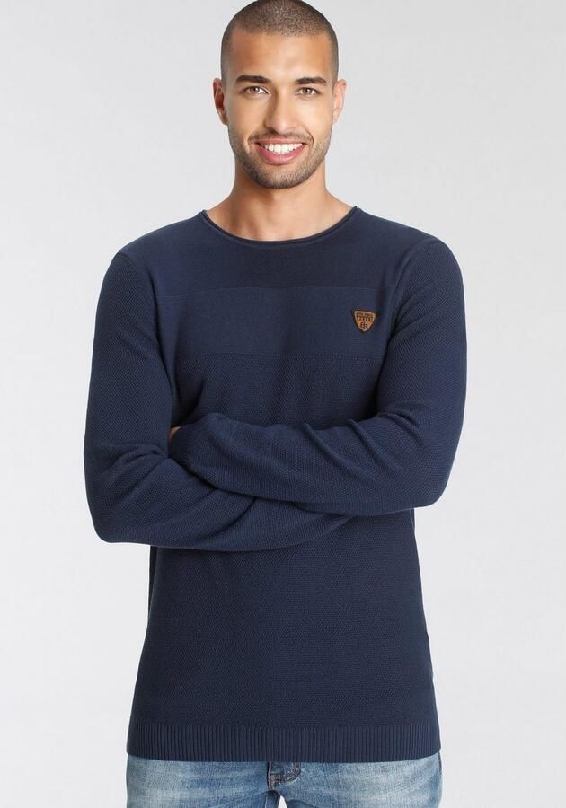 Bruno Banani Trui met ronde hals in modieuze tricot-look - Foto 4