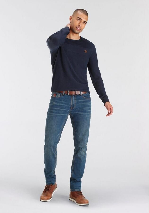 Bruno Banani Trui met ronde hals in modieuze tricot-look - Foto 7