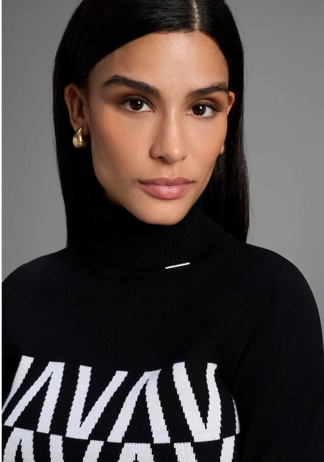 Bruno Banani Trui met staande kraag in grafisch breipatroon nieuwe collectie