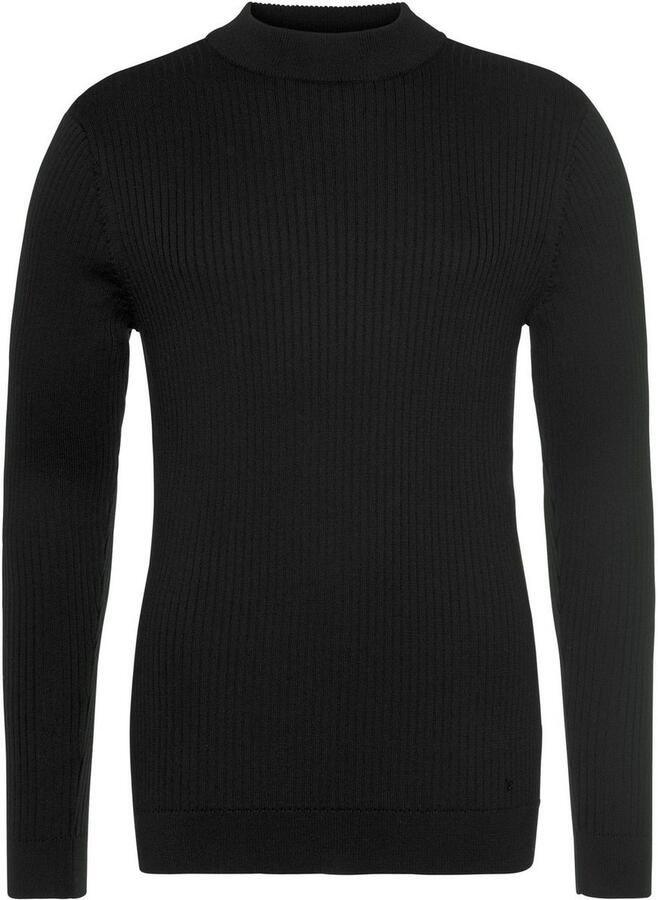 Bruno Banani Trui met staande kraag in ribbrei-look