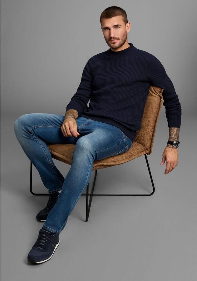 Bruno Banani Trui met staande kraag in ribbrei-look - Foto 2