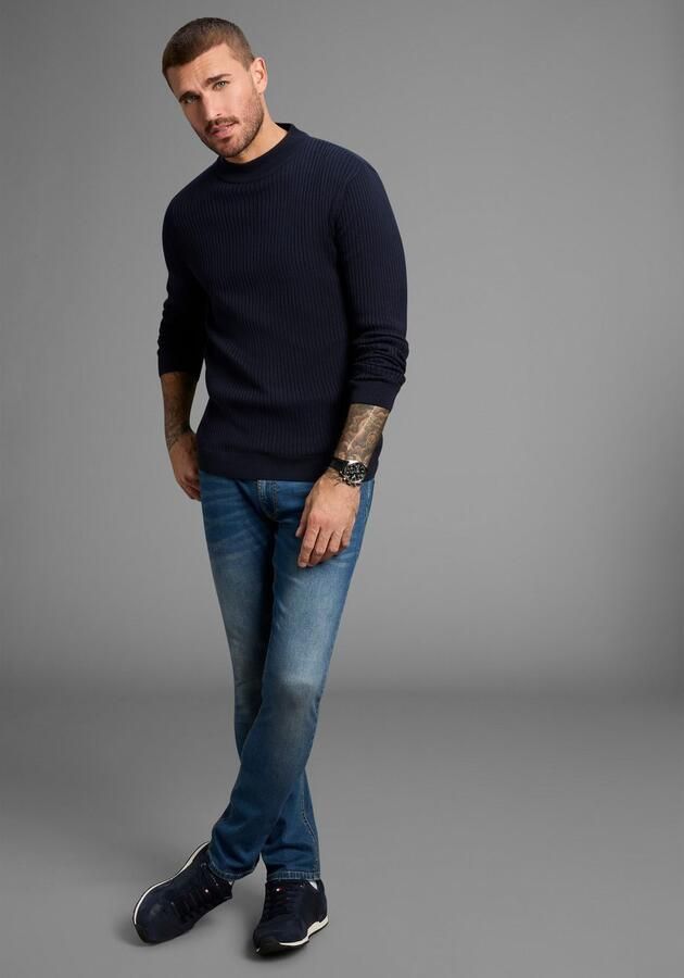 Bruno Banani Trui met staande kraag in ribbrei-look - Foto 6