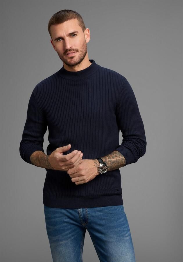 Bruno Banani Trui met staande kraag in ribbrei-look - Foto 8