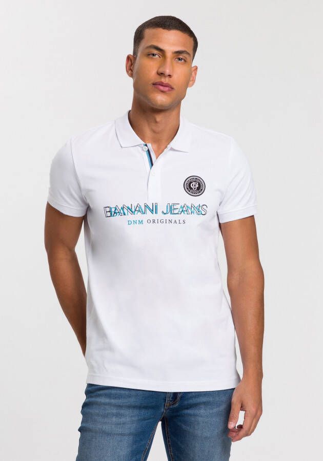 Bruno Banani Poloshirt met 3d-print en borduursel