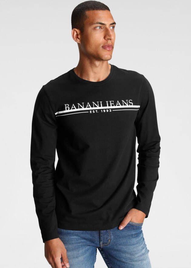 Bruno Banani Shirt met lange mouwen met logoprint voor