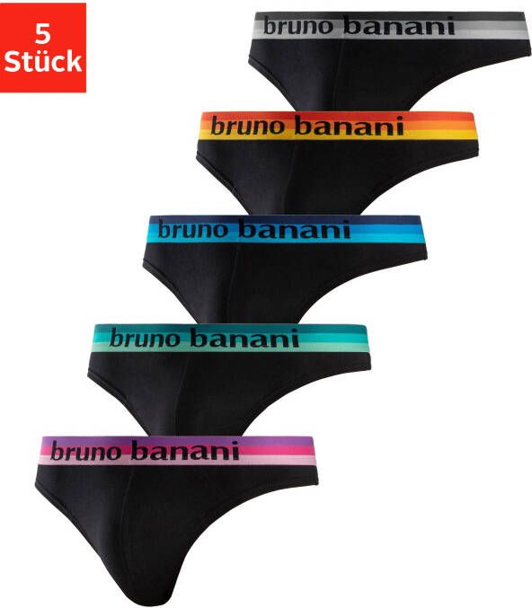 Bruno Banani String met gestreepte logoweefband (set 5 stuks)